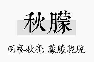 秋朦名字的寓意及含义