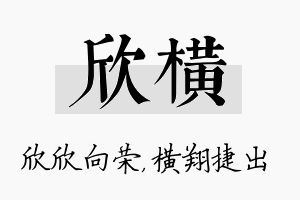 欣横名字的寓意及含义