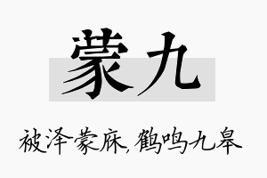 蒙九名字的寓意及含义