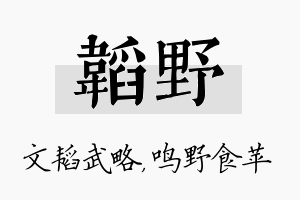 韬野名字的寓意及含义