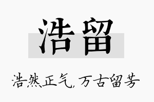 浩留名字的寓意及含义