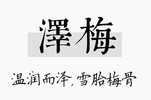 泽梅名字的寓意及含义