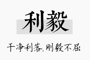 利毅名字的寓意及含义