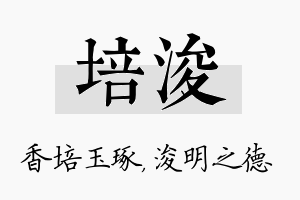 培浚名字的寓意及含义