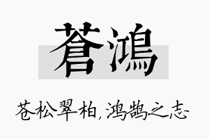 苍鸿名字的寓意及含义