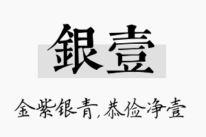 银壹名字的寓意及含义