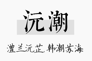 沅潮名字的寓意及含义