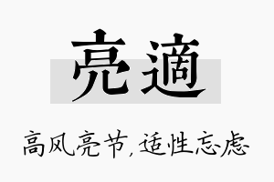 亮适名字的寓意及含义