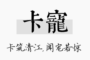 卡宠名字的寓意及含义