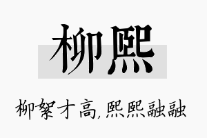 柳熙名字的寓意及含义