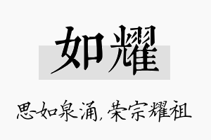 如耀名字的寓意及含义