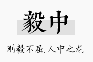 毅中名字的寓意及含义