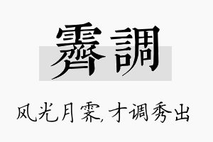 霁调名字的寓意及含义