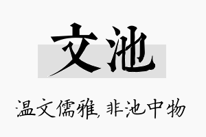 文池名字的寓意及含义