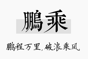 鹏乘名字的寓意及含义