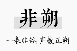 非朔名字的寓意及含义