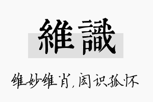 维识名字的寓意及含义