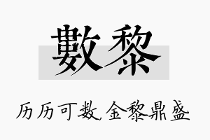 数黎名字的寓意及含义