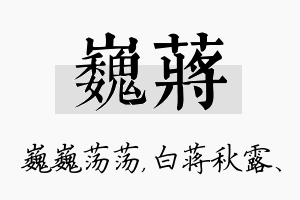 巍蒋名字的寓意及含义