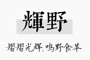 辉野名字的寓意及含义