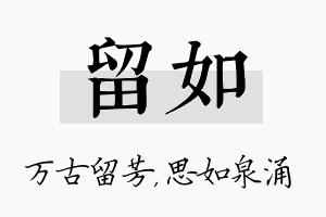 留如名字的寓意及含义