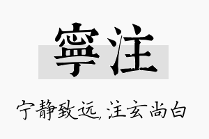 宁注名字的寓意及含义