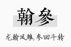 翰参名字的寓意及含义