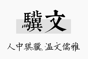 骥文名字的寓意及含义