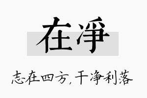 在净名字的寓意及含义