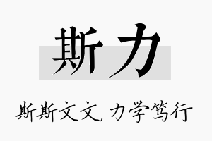 斯力名字的寓意及含义