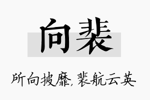 向裴名字的寓意及含义