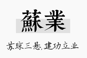 苏业名字的寓意及含义