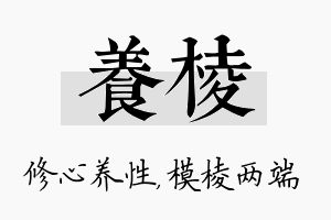 养棱名字的寓意及含义