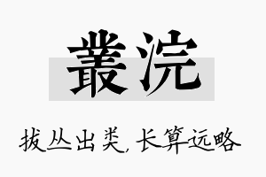 丛浣名字的寓意及含义