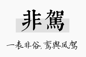 非驾名字的寓意及含义