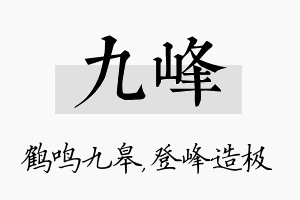 九峰名字的寓意及含义