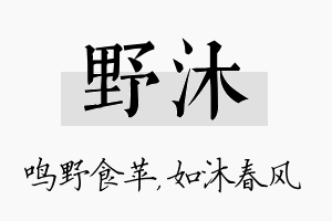 野沐名字的寓意及含义