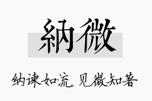 纳微名字的寓意及含义