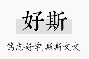 好斯名字的寓意及含义