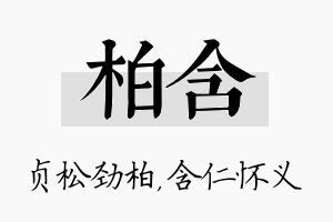 柏含名字的寓意及含义