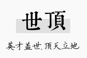 世顶名字的寓意及含义