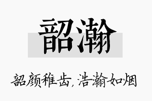 韶瀚名字的寓意及含义