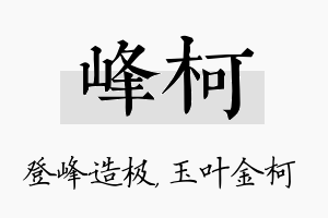 峰柯名字的寓意及含义