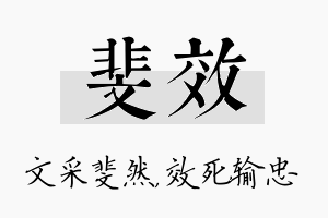 斐效名字的寓意及含义