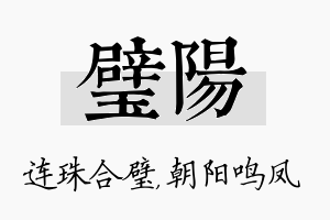 璧阳名字的寓意及含义