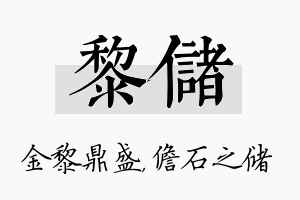 黎储名字的寓意及含义