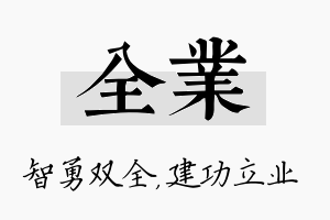 全业名字的寓意及含义