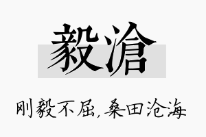 毅沧名字的寓意及含义