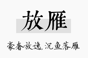 放雁名字的寓意及含义