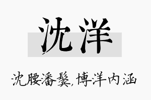 沈洋名字的寓意及含义